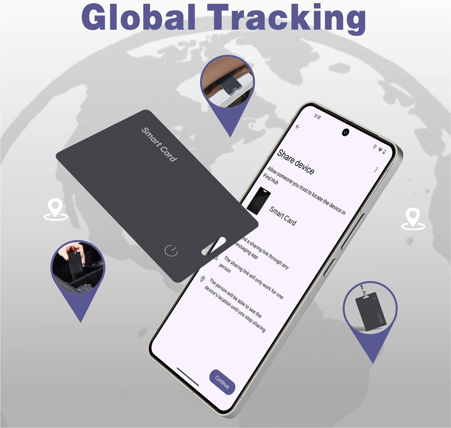 Reyke Wallet Tracker Android Card, Rechargeable Thin Wallet Finder, Compatible with Google Find Hub Device, Luggage Tracker for Passports, Laptop, IP68 Waterproof