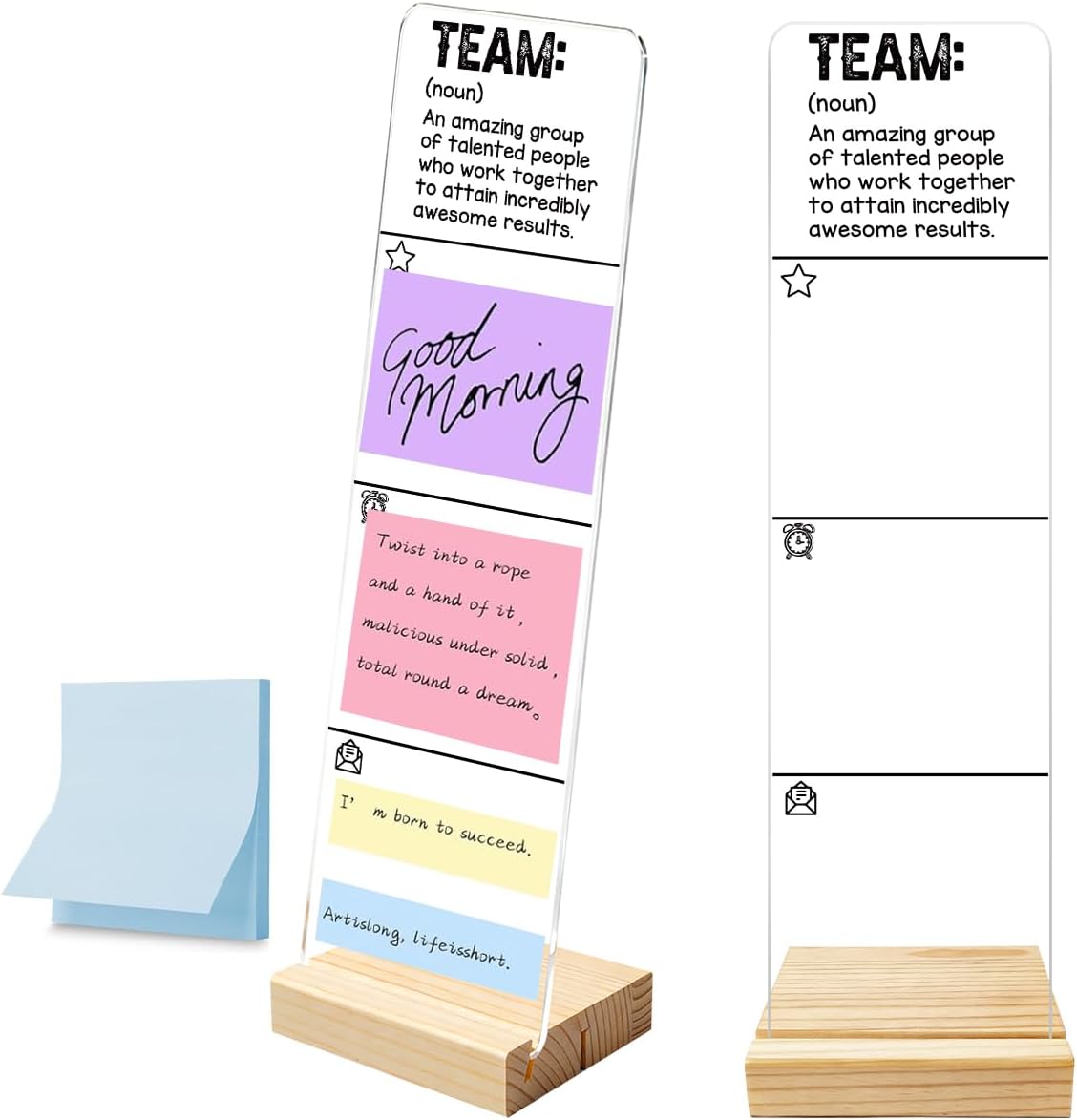 Monitor Memo Board with Removable Wooden Base Acrylic Portable Sticky Note Holder, It's Fine I'm Fine Everything is Fine Logo Office Desk Desk Set Sticky Notes 100 Sheets