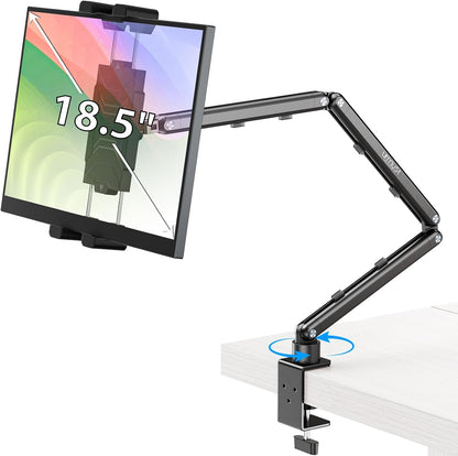 Urmust Tablet Stand for Desk, Adjustable iPad Holder for Bed, 360° Rotation, Sturdy Aluminum Tablet Arm Mount for 4.7"-15.6" iPad Pro/Air/Mini, iPhone, Galaxy Tab, for Kitchen, Work, Video Call