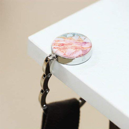 Bosketo Foldable Purse Hook Womens Bag Table Hanger Collection Desk Hooks for Purse (3pack Pretty Floral Hook)