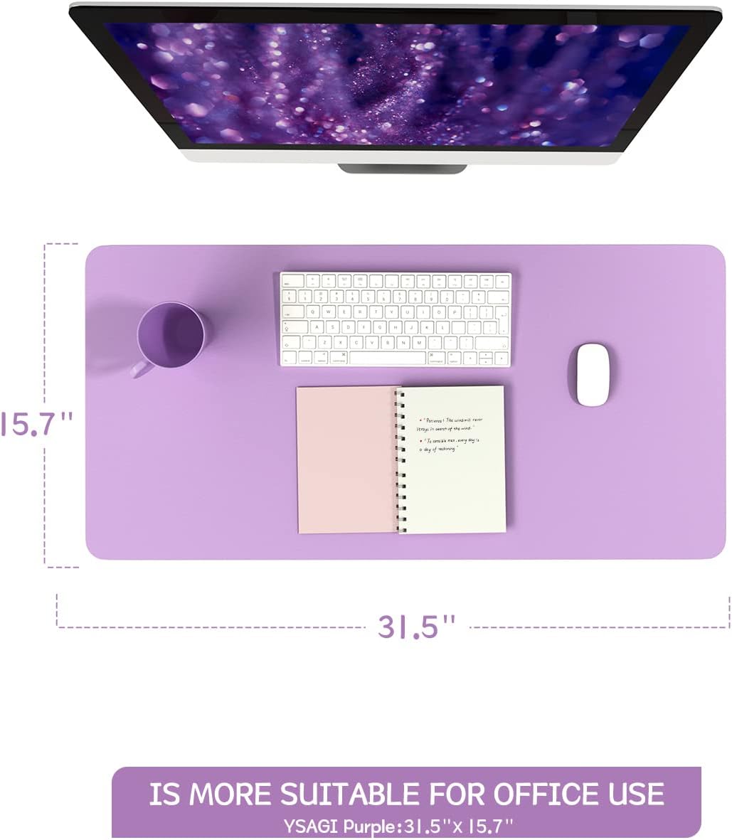 YSAGi Non-Slip Leather Desk Pad, Waterproof Laptop Computer Desk Keyboard Mat, Table Protector Blotter Mat, Large Mouse Pad for Office/Work/Home/Decor(Black, 31.5" x 15.7")