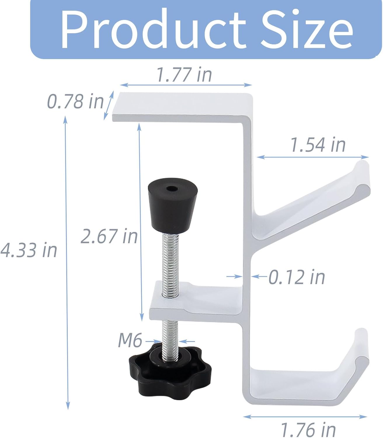 Desk Mount Bag Holder Hook Clamp-On Backpack Hanger Portable Desk Mount Headphones Holder Reduce Desk Clutter for Table Desk, Under Counter (Black)