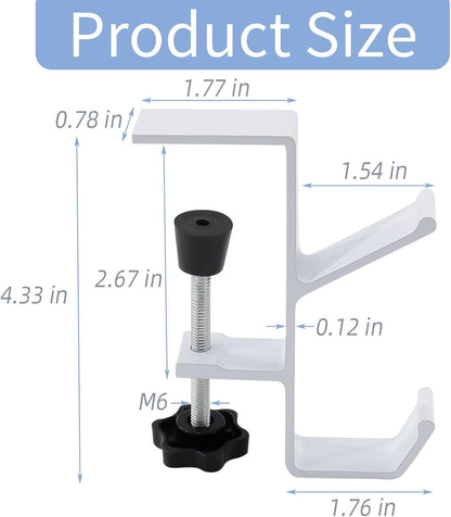 Desk Mount Bag Holder Hook Clamp-On Backpack Hanger Portable Desk Mount Headphones Holder Reduce Desk Clutter for Table Desk, Under Counter (Black)