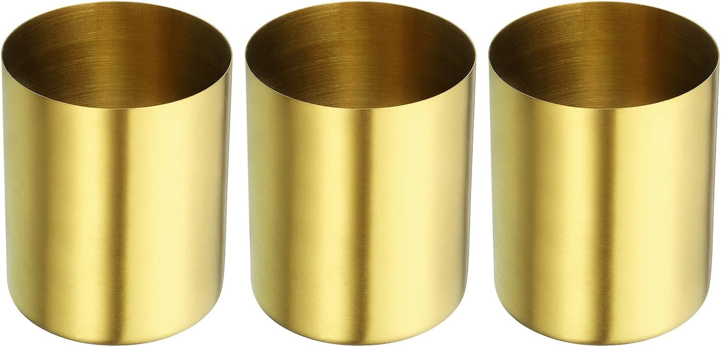 PATIKIL Pencil Holder, 3 Pack Pen Holder for Desk Stainless Steel Pencil Holders Cup Organizer Makeup Brush Holder for Desk Accessories, Silver