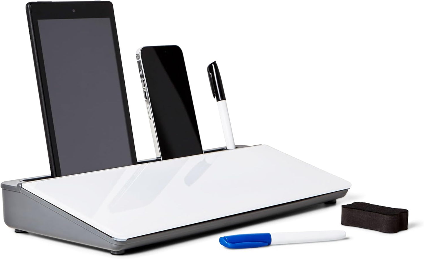 GAROOD Desktop Whiteboard with Storage Desk White Board Desk Board Glass White Board with Stand Home Office Organizer Phone Holder 15.8X7X2 inches