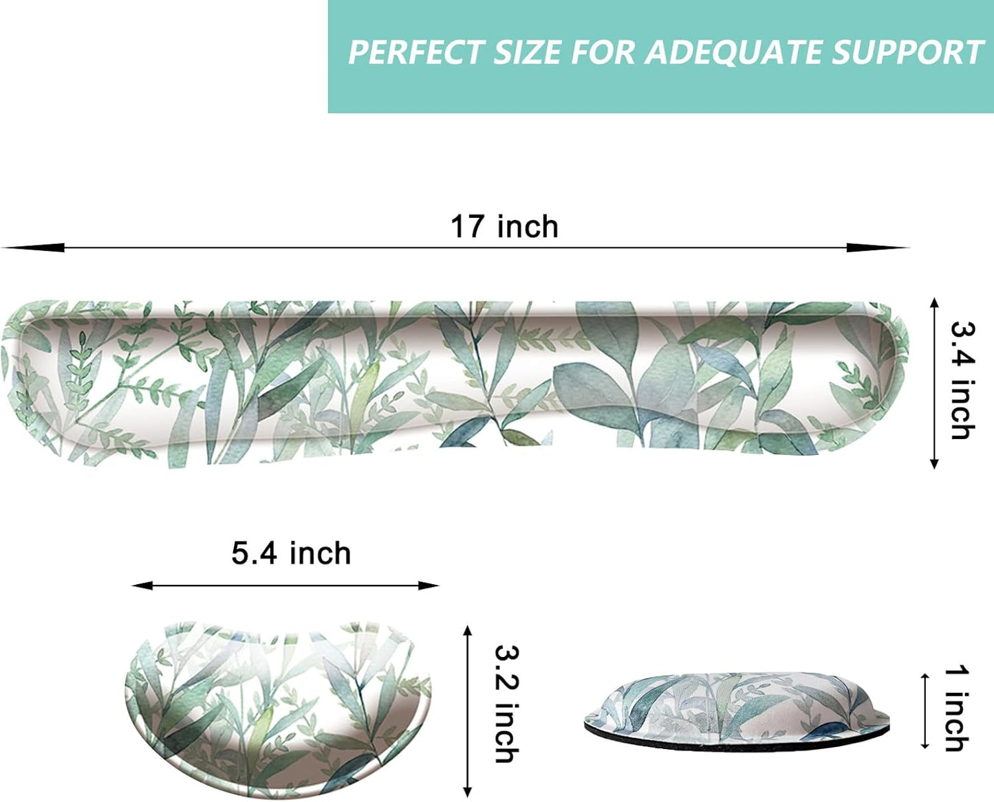 Keyboard Wrist Rest Mouse Wrist Support Set, Memory Foam Wrist Rest Pad for Computer Laptop Keyboard Mouse, Ergonomic Wrist Cushion Support for Typing Pain Relief, Gaming Home Office, Flowers Grass
