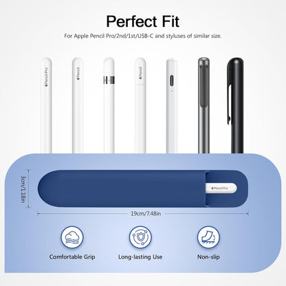 MoKo Pencil Case Holder, Adhesive Silicone Pencil Protected Sleeve Compatible with Apple Pencil Pro/ (USB-C)/ 1st/ 2nd Generation, Similarly Sized Styluses Accessories, Black
