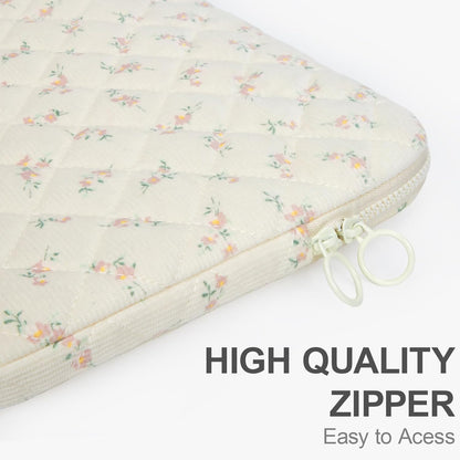Puffy Laptop Sleeve 13 Inch Cute Quilted Laptop Protective Case Padded Floral Computer Sleeve for MacBook (A-Blue, 13 Inch)