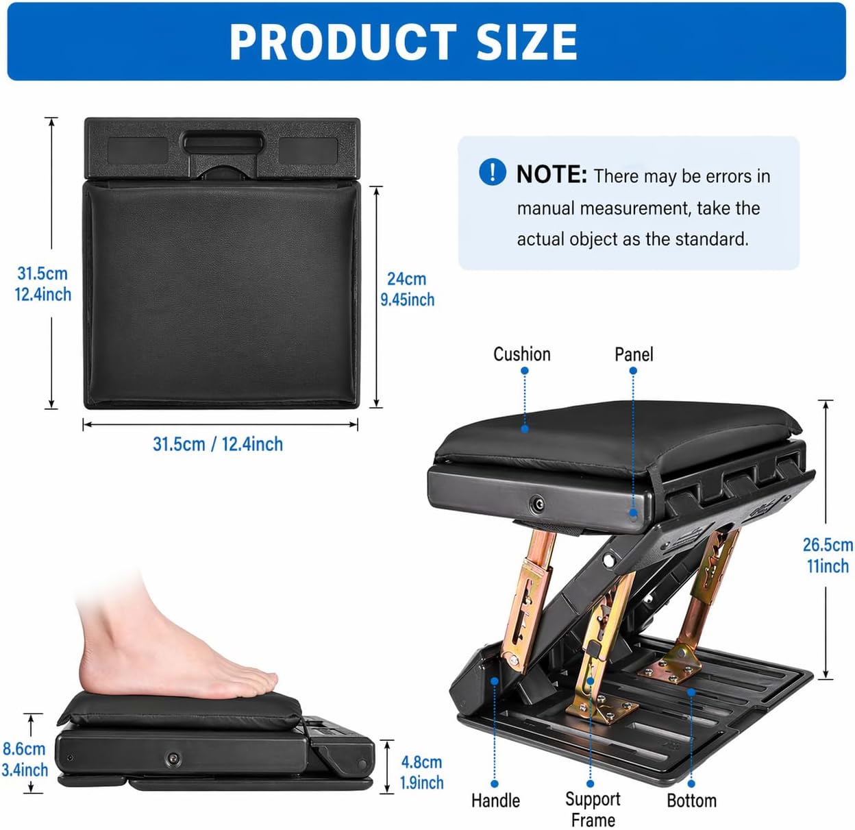Foot Rest for Under Desk at Work 4-Level Height Adjustable, Ergonomic Foldable Footrest for Office, Gaming,Computer, Soft & Removable Pad Desk Foot Stool Suitable for All Seasons
