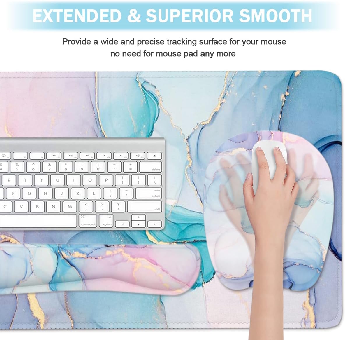 WB WEIRDBEAST Keyboard Wrist Rest Large Mouse Pad Wrist Support for Computer, 4 in 1 Memory Foam Keyboard Pad Desk Mat Ergonomic Hand Rest Wrist Cushion for Home Office Gaming-Pink
