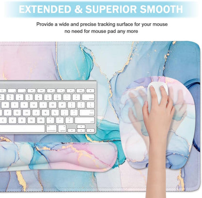 WB WEIRDBEAST Keyboard Wrist Rest Large Mouse Pad Wrist Support for Computer, 4 in 1 Memory Foam Keyboard Pad Desk Mat Ergonomic Hand Rest Wrist Cushion for Home Office Gaming-Pink