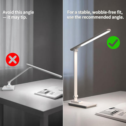 ELECTRI LED Desk Lamp, Touch Desk Light with USB Port, 5 Color & Stepless Dimming, 360° Rotatable ＆ Foldable, Reading Lamp for Table Study Work Office Nail Craft Puzzle(with Adapter) (White)