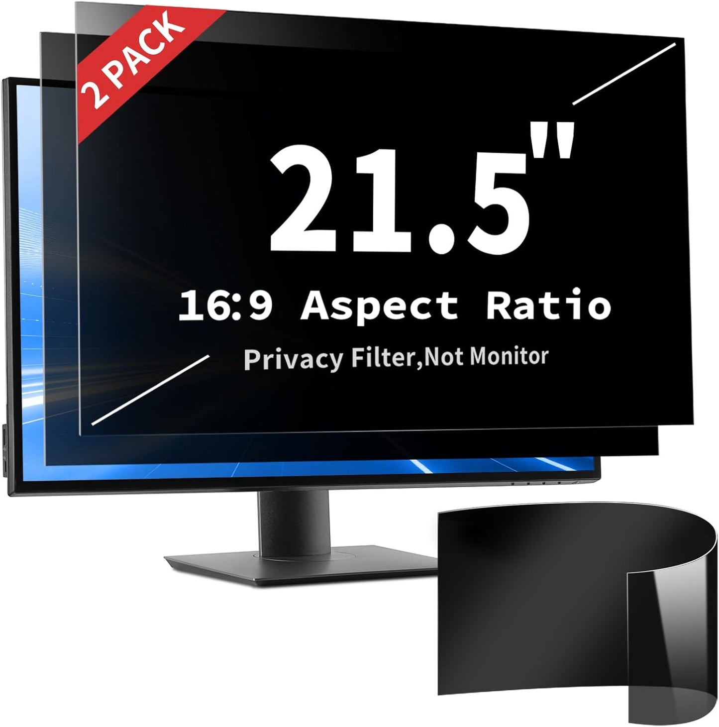 2 Pack- 27 Inch Curved Computer Privacy Screen Filter for 16:9 Widescreen Computer Screen Protector Computer Screen Privacy Shield Anti Glare and Blue Light