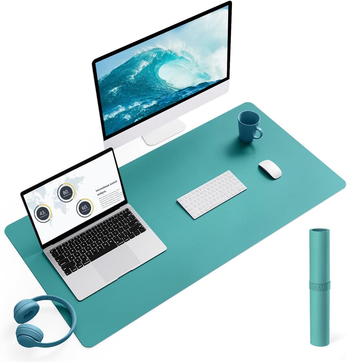 YSAGi Non-Slip Leather Desk Pad, Waterproof Laptop Computer Desk Keyboard Mat, Table Protector Blotter Mat, Large Mouse Pad for Office/Work/Home/Decor(Black, 31.5" x 15.7")