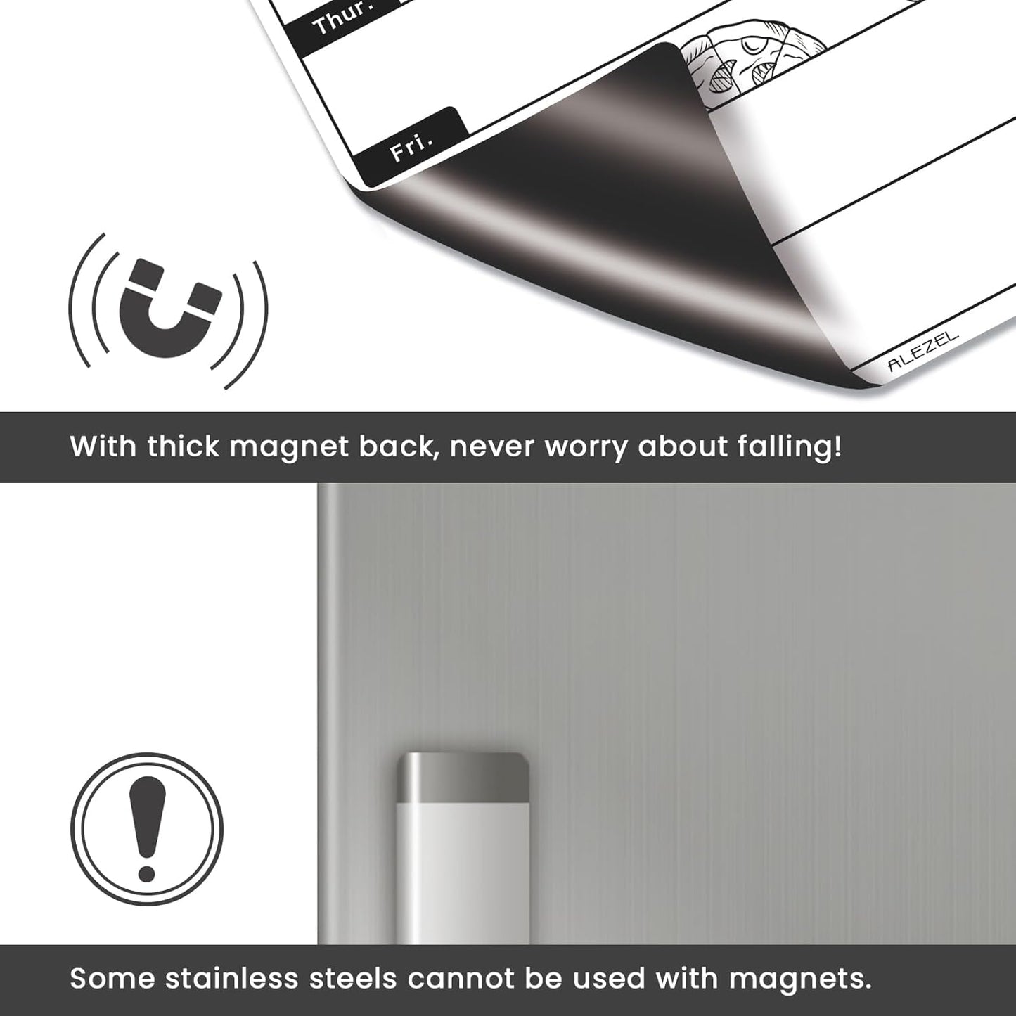 Magnetic Dry Erase Menu Board for Fridge, Weekly Meal Planner Whiteboard Set for Kitchen Refrigerator - Includes 1 Grocery List, 3 Markers + Eraser