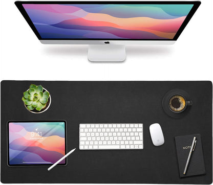 Vine Creations Leather Desk Mat 24" x 17", Desk Protector, PU Leather Desk Pad, Non Slip Small Desk Pad Mat, Desk Blotter, Desk Pads on Top of Desks, Home or Office Small Desk Mat (Black)