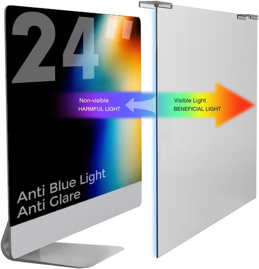 Anti Blue Light & Anti Glare Screen Protector,23-24 Inch Monitor Screen Protector for Eyes Strain,Hanging Computer Screen Blue Light Blocker for LCD TV PC Monitors(1 Pack: 23"-24" Diagonal)