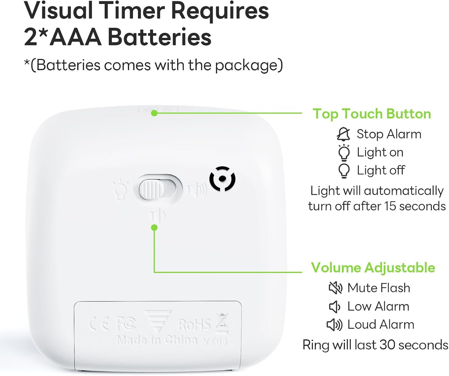 Yunbaoit Visual Timer with Night Light, 60-Minute Countdown Timer for Kids and Adults, Silent Classroom Timer, Time Management Tool for Home, School, or Work (Light Blue)