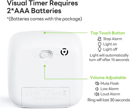 Yunbaoit Visual Timer with Night Light, 60-Minute Countdown Timer for Kids and Adults, Silent Classroom Timer, Time Management Tool for Home, School, or Work (Light Blue)