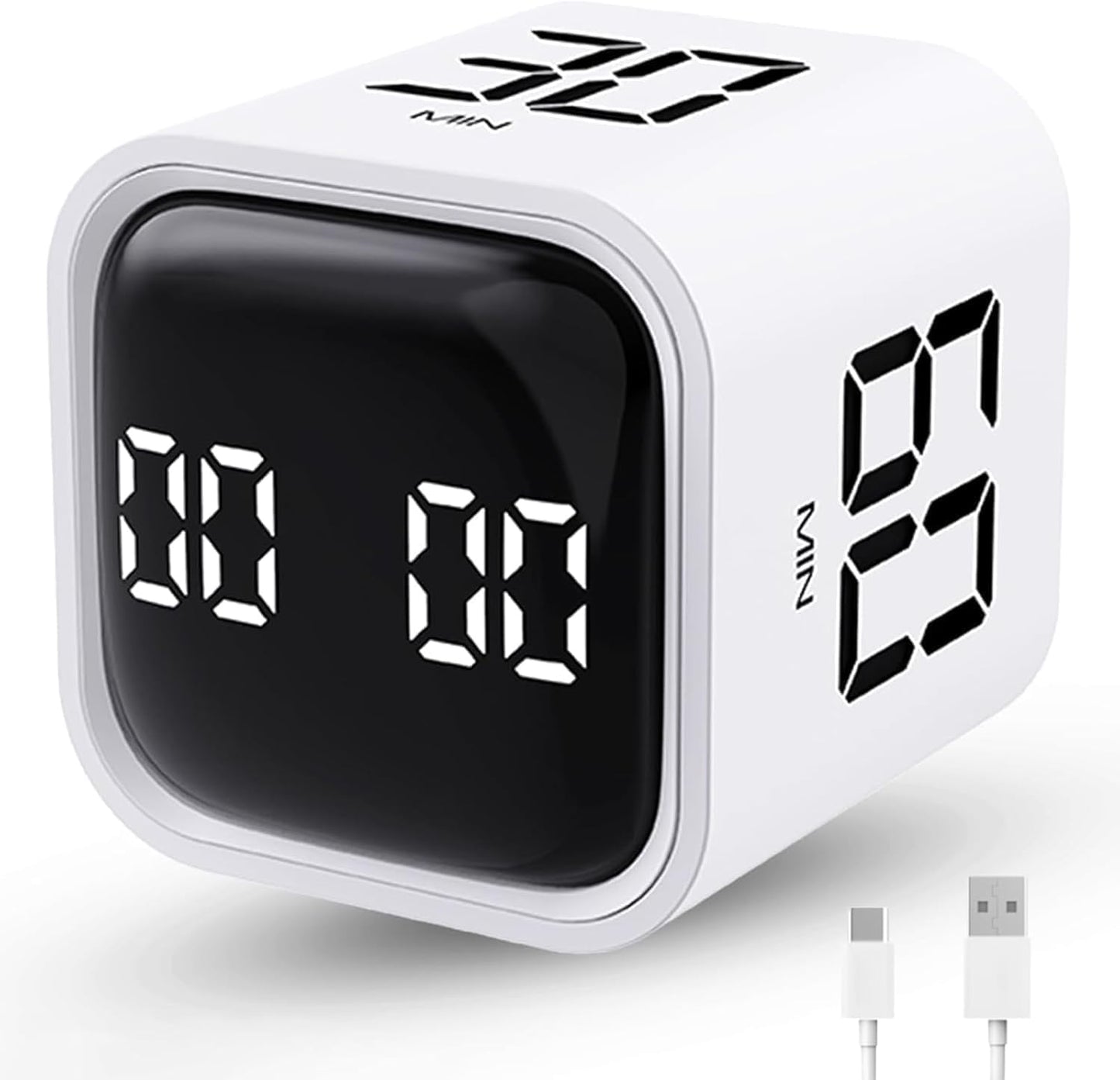 Productivity Timer Flip Gravity Sensor Cube Timer Countdown & Countup,Mute & Vibrate & Sound，5/10/30/60min & Custom Timing, Perfect for ADHD,Work,Learning,Kitchen Cooking (1Black)