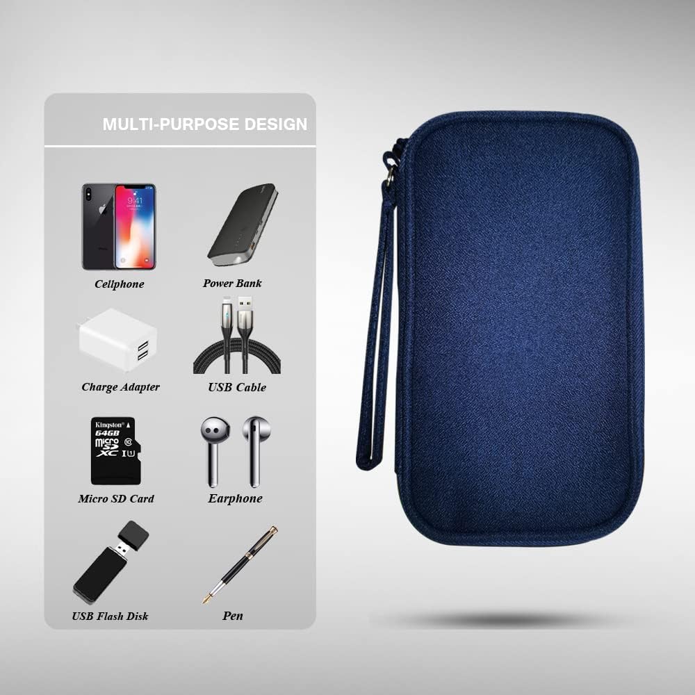 Electronics Organizer Bag Pouch Cable Charger Organizer Travel Shockproof Cord Carrying Case for Earphone Powerbank USB Hard Drive SD Card (Black)