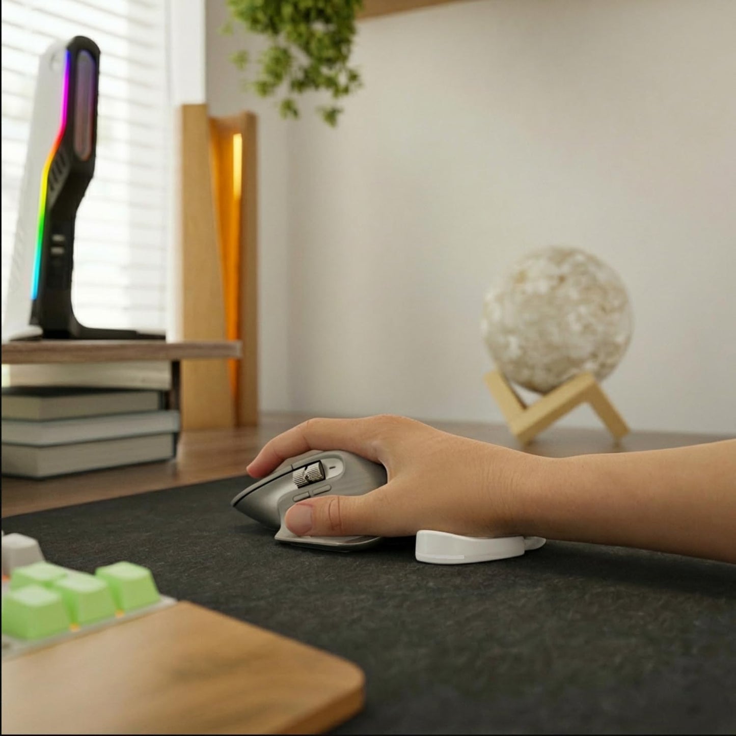 HornsX1 Right-Handed Ergonomic Gliding Palm Rest for Mouse, Wrist Rest Pad, Reduce Wrist Pain, Anti-Fatigue, for Gaming/Office Work Casual Use - White, 1 PCS