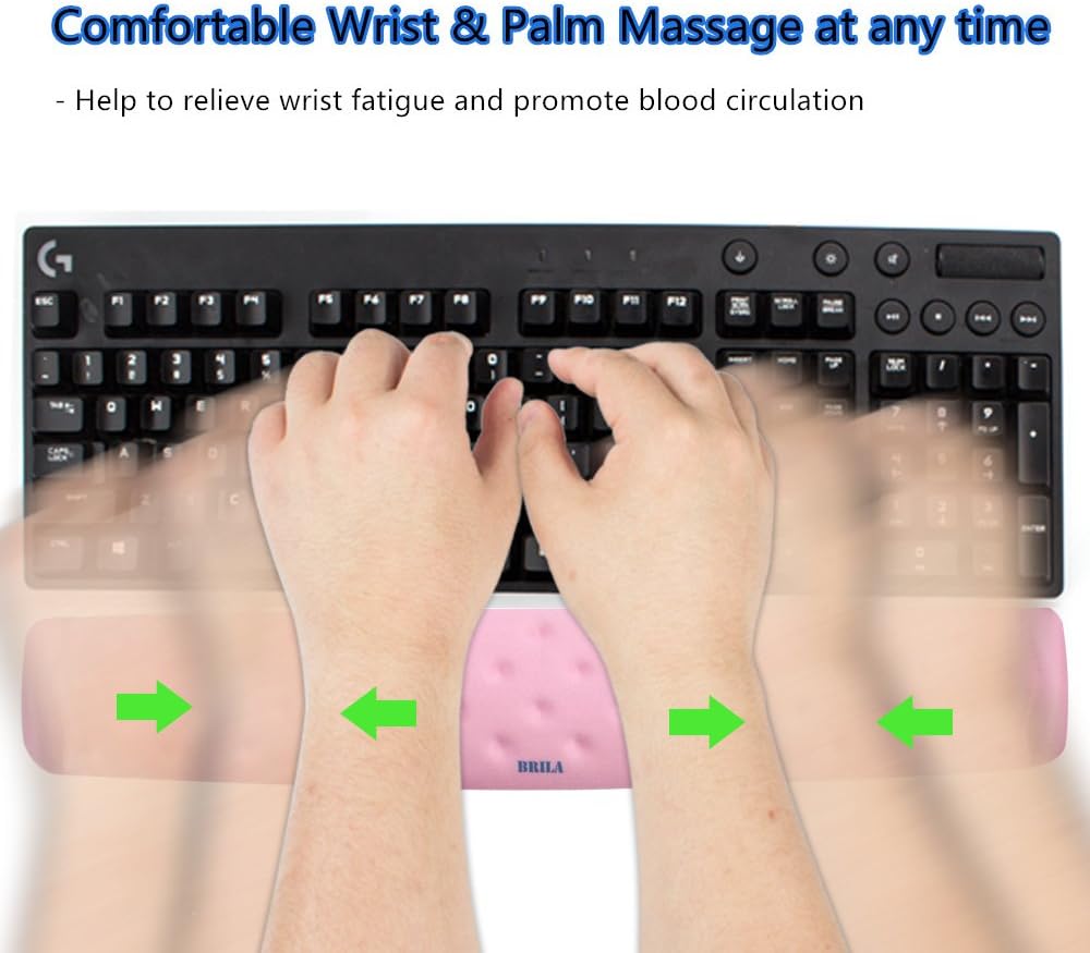 BRILA Memory Foam Mouse & Keyboard Wrist Rest Support Pad Cushion Set for Computer, Laptop, Office Work, PC Gaming - Massage Holes Design - Easy Typing Wrist Pain Relief (Nebula)