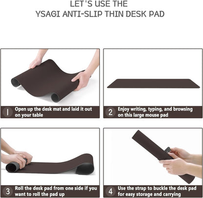 YSAGi Non-Slip Leather Desk Pad, Waterproof Laptop Computer Desk Keyboard Mat, Table Protector Blotter Mat, Large Mouse Pad for Office/Work/Home/Decor(Black, 31.5" x 15.7")