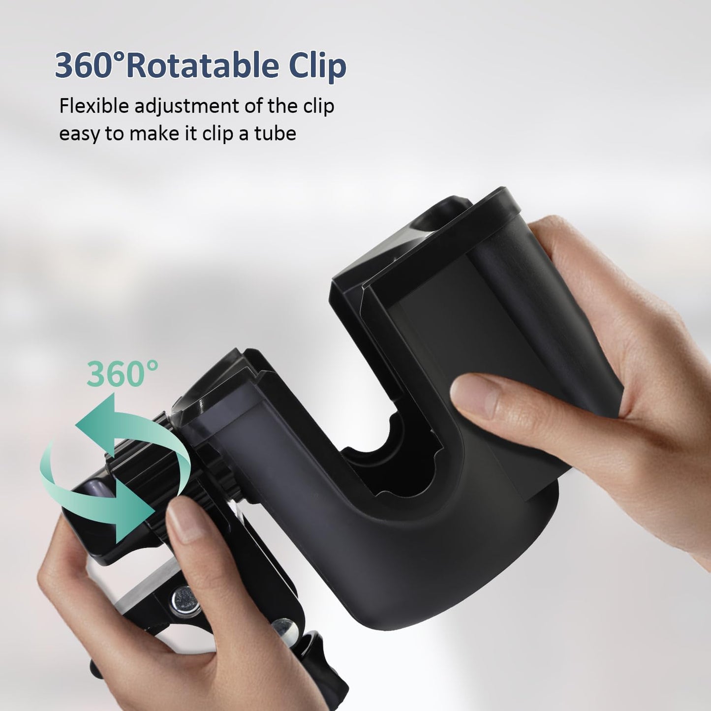 Universal Stroller Cup Holder with Phone Holder, 360°Rotatable Bottle Holder with Strong Clip, Accessories for Stroller, Bike, Wheelchair, Walker, Scooter (UM-SCH-B2409, Large)