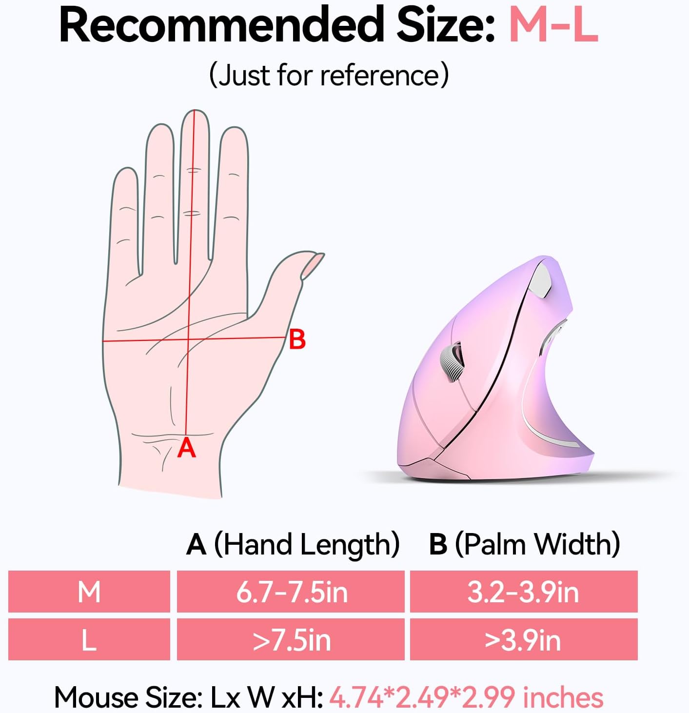TECKNET Ergonomic Mouse, Wireless Bluetooth Vertical Mouse, 4800 DPI Optical Tracking, 6 Adjustable DPI, Quiet Clicks, 2.4GHz with USB A Receiver, 12 Months Battery, 6 Buttons, Wide Compatibility