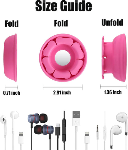 MAIRUI Wired Earbud Case 3 Pack Earphone Headphone Cord Organizer Earbuds Wrap Soft Silicone Magnetic Holder Storage Tangle Free Cable Winder(Red/Blue/Green)