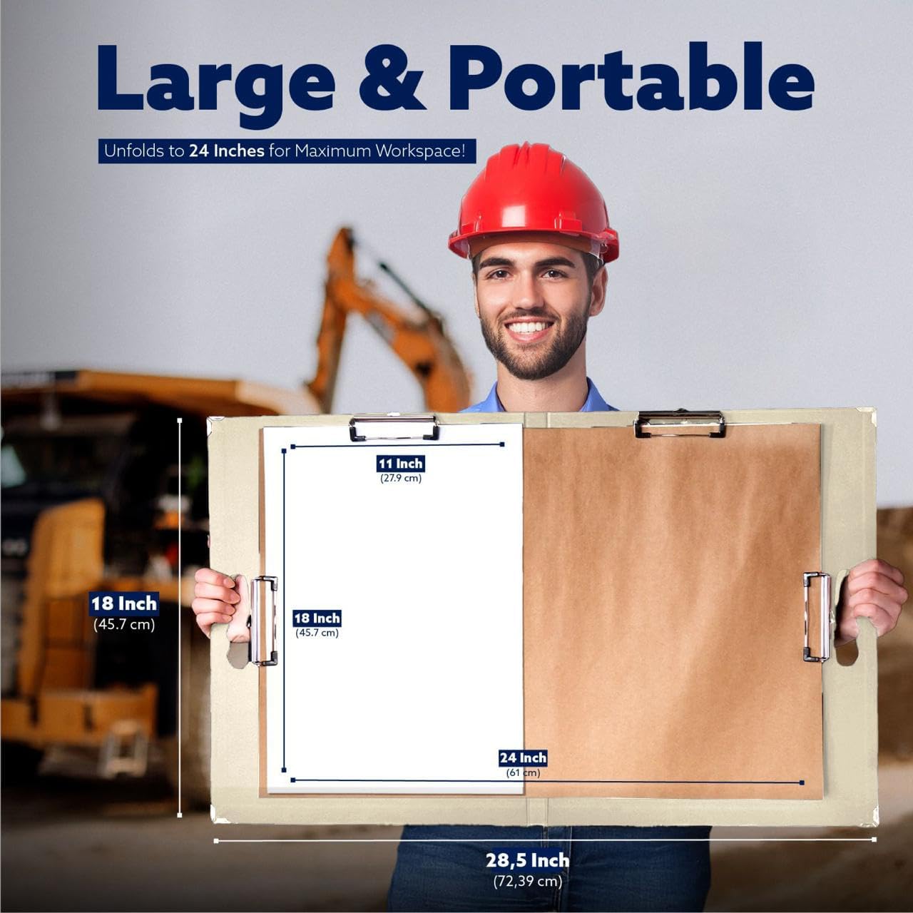 18x24 Clipboard - Foldable 18x24 File Folder & Drawing Board - Folds to 11x17 Clipboard, 4 Clips, Corner Protectors, Portable Art Portfolio, Architecture Folder, 11x17 Binder, Portfolio Binder (Green)