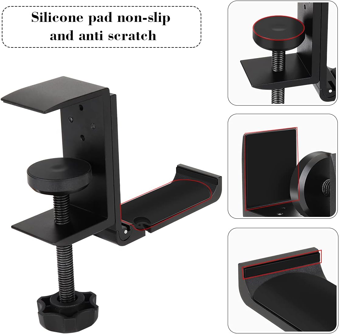 Headphone Holder Under Desk Hook with Cable Organizer, Foldable Aluminum Headset Mount, Space-Saving Hanger for Most Headphones