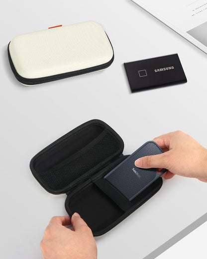 Portable Protection Hard EVA Case for External Battery, Cell Phone, GPS, Hard Drive, USB/Charging Cable, Small Carrying Bag Mesh Inner Pocket, Zipper Enclosure, Universal Travel Pouch Bag