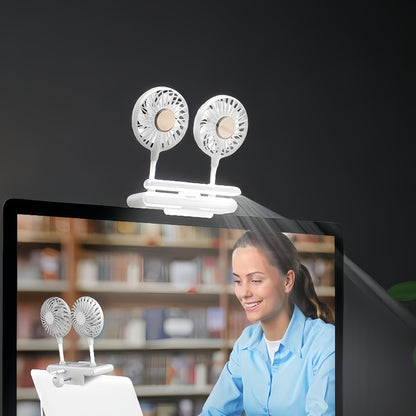 Binguowang Monitor Fan with Clamp & Light Bar Desk Lamp with fan for Office mini Desk fan small quiet with lamp for PC Laptops Tablet for Home Office Portable Working Reading Stand Lamp (Dark Blue)