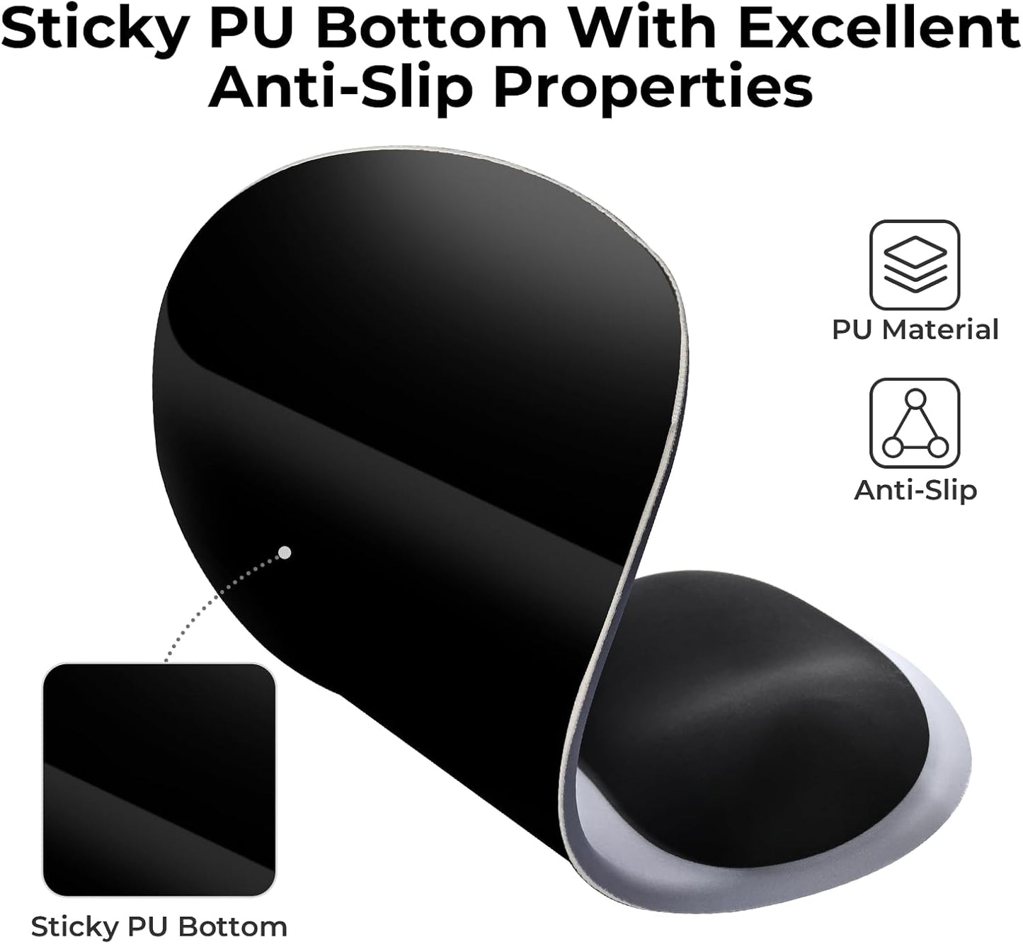 EooCoo Ergonomic Mouse Pad with Gel Wrist Rest Support, Middle Concave Design for Natural Wrist Alignment, Non-Slip Base Mousepad for Laptop, Computer, Office Desk Accessories, Carpal Tunnel Syndrome