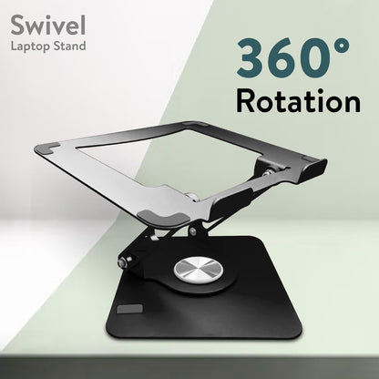 Uncaged Ergonomics Swivel Laptop Stand for Desk, Adjustable Computer iPad Stand for Desk w/ 360 Rotation, Portable Laptop Holder for Home Office Ergonomic Supplies