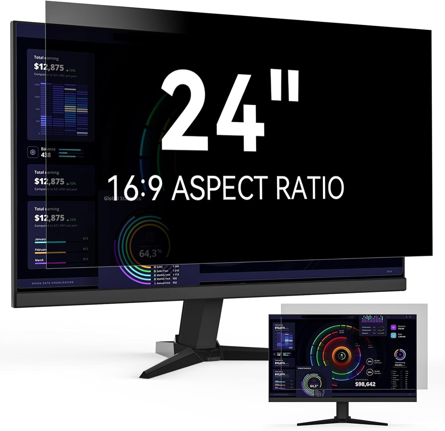 Laptop Privacy Screen 14 Inch Compatible with HP/Dell/Acer/Samsung/Asus/Lenovo/Toshiba,16:10 Aspect Removable Anti Glare Blue Light Filter Protector, 14 in Laptop Privacy Screen Shield