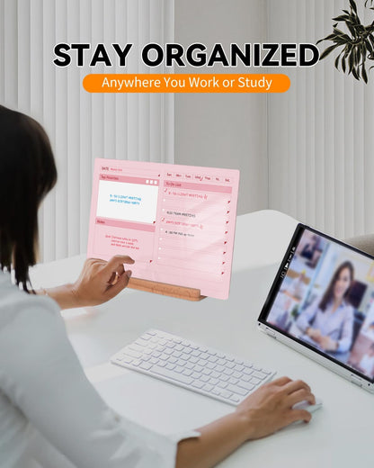 Acrylic Dry Erase to-Do List Board with Solid Wood Base, 9x13 Desktop Whiteboard Planner, Task Organizer for Office/Home/School, Includes 3 Dry Erase Markers (White)