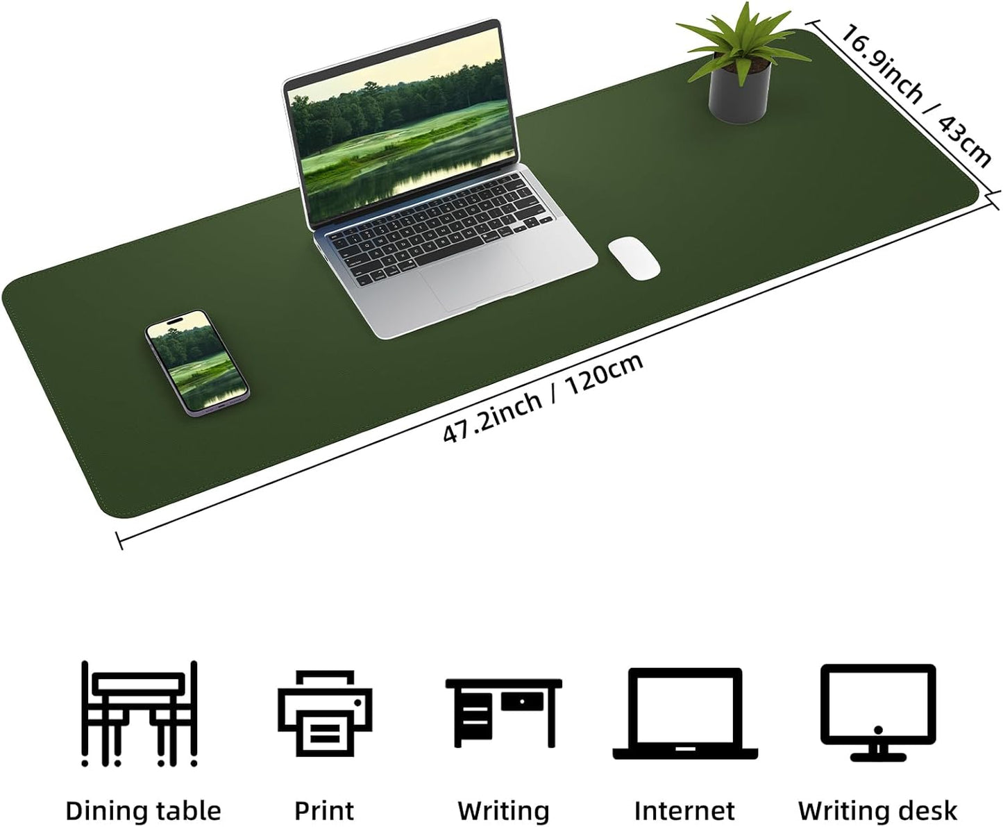 AFIING Large Desk Mat 47" x 17", Dual-Sided Natural Cork & PU Leather Desk Pad, Non-Slip Waterproof Mouse Pad for Office, Home & Gaming, Black