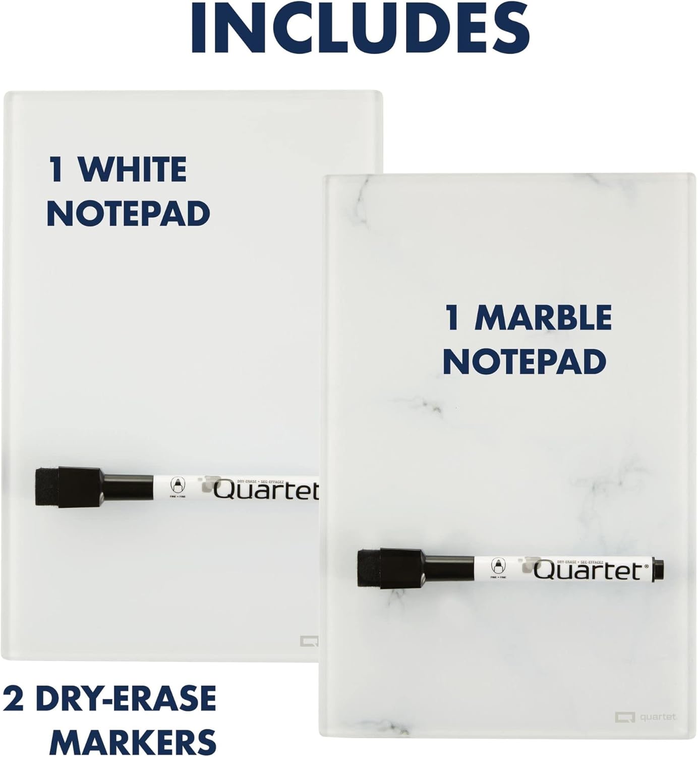 Quartet Glass Desktop Notepad, 9" x 6", Whiteboard, Dry Erase Surface, Dot/White, 2 Pack (GDP96D)