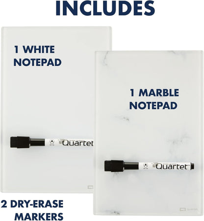 Quartet Glass Desktop Notepad, 9" x 6", Whiteboard, Dry Erase Surface, Dot/White, 2 Pack (GDP96D)