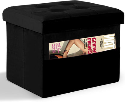LINMAGCO Ottoman Storage Ottoman with Storage Small Foot Rest Stool Under Desk Stool Short Folding Footrest Linen Cloth Dark Gray 16X12X12IN