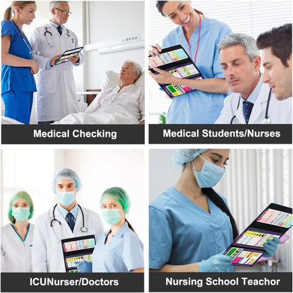 Vuzvuv Nursing Foldable Plastic Clipboard 3 Layers with Medical Edition Cheat Sheets, Pink Pocket Foldable Nurse Clip Boards Notepad for Students,Doctors and Medical Staff
