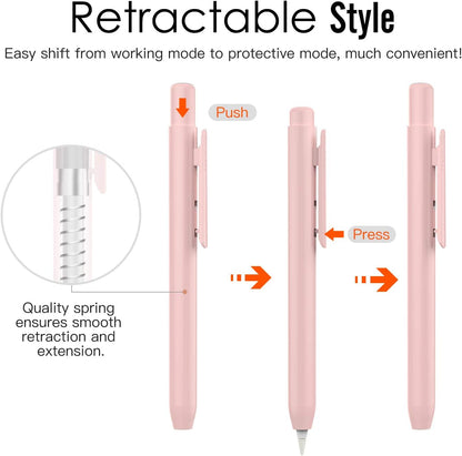 MoKo Holder Case for Apple Pencil 1st Generation, Retractable Apple Pencil 1st Case Protective iPad Pencil Sleeve Skin Cover with Sturdy Clip, Pink