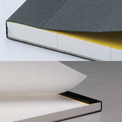 Maruman Mnemosyne Lined Notebook- Vertical A5, 5.83" x 8.27", 70 Sheets / 140 Pages, 7mm College Ruled With Center Line Journal, Perforated Pages & Wire-Bound to Lay Flat, Black, Made in Japan - Colors A