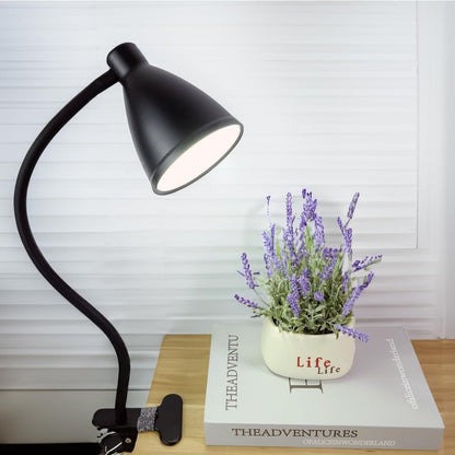 GlowVibe Desk Lamp 3 Color Modes 10 Brightness Dimmer Reading Light 10W 40 LED Clamp Lamp 360° Flexible Neck Clip on Light for Bedroom and Office Home Lighting, AC Adapter Include