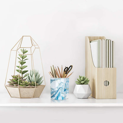Pen Holder, Pencil Holder for Desk, Marble Desk Organizer Cute, Durable Ceramic Pencil Cup, Decorative Makeup Brush Holder Cup, Stationery Holder for Office, Home, Gray Marble
