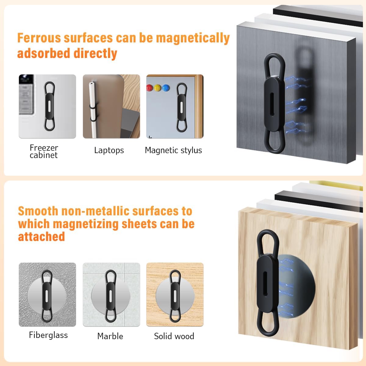 XYOFUN Magnetic Pen Holders Set of 8,Silicone Adjustable Pen Pencil Holder,Flexible Pencil Holder for Refrigerator,Whiteboards,Desk Accessories & Teacher Supplies(Multicolor-8)