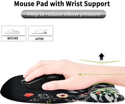 EooCoo Ergonomic Mouse Pad with Wrist Support, Mousepad with Memory Foam Wrist Rest and Non-Slip Base for Computer, Cafe, Home & Office, 9.64 x 8.26 in Office Desk Accessories
